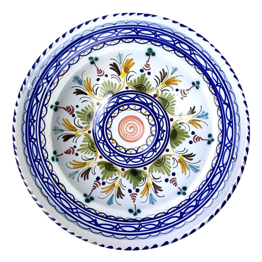 Vibrant Beautiful Spanish Pottery Hand Painted Signed 8.25" Bowl/Wall Art